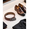 image:imageCHAOREN Leather Ratchet Belt for Men  Mens Dress belt Customizable FitCharcoal Depiction  Cognac