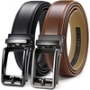 image:imageCHAOREN Click Belts for Men 2 Pack  1 38 Leather Ratchet BeltBlackCognac
