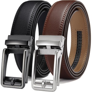 image:imageCHAOREN Click Belts for Men 2 Pack  1 38 Leather Ratchet BeltBlackDark Brown
