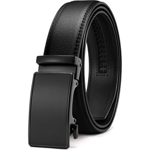 image:imageCHAOREN Leather Ratchet Belt for Men  Mens Dress belt 1 38Basic  Litchi Black