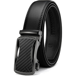 image:imageCHAOREN Leather Ratchet Belt for Men  Mens Dress belt 1 38Curved Carbon Fiber  Black