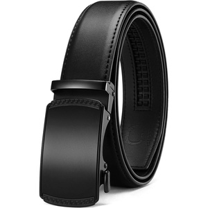 image:imageCHAOREN Leather Ratchet Belt for Men  Mens Dress belt 1 38Smooth Black