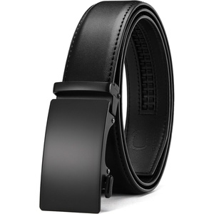 image:imageCHAOREN Leather Ratchet Belt for Men  Mens Dress belt 1 38Square Smooth Black