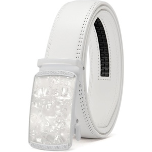 image:imageCHAOREN Leather Ratchet Belt for Men  Mens Dress belt 1 38White