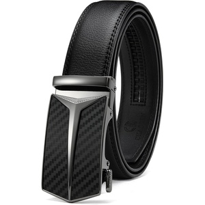 image:imageCHAOREN Leather Ratchet Belt for Men  Mens Dress belt 1 38Yblack