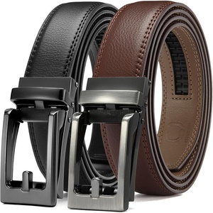 image:imageCHAOREN Mens Dress Belt 2 Pack  1 14 Leather Ratchet Belt Comfort ClickBlackBrown