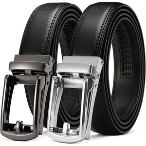 image:imageCHAOREN Mens Dress Belt 2 Pack  1 14 Leather Ratchet Belt Comfort ClickBlackSliverblack