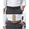 image:imageCHAOREN Mens Belt 2 Pack  Leather Ratchet Belt for Dress Pants 35mmCarbon Fiber BlackCharcoal Depiction Silver Tan