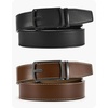 image:imageCHAOREN Mens Belt 2 Pack  Leather Ratchet Belt for Dress Pants 35mmHollow All BlackGun Brown