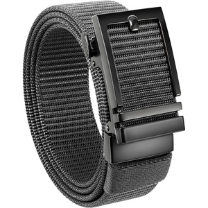 image:imageCHAOREN Ratchet Belts for Men Nylon Web Golf Belt with Automatic BuckleClassic Grey 35mm