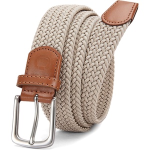 image:imageCHAOREN Stretch Belt for Men  Elastic Belt for Golf amp Casual WearSilver  Beige