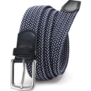 image:imageCHAOREN Stretch Belt for Men  Elastic Belt for Golf amp Casual WearWhite Navy
